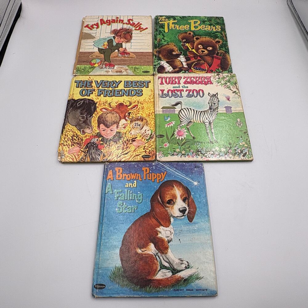 Vintage Lot 5 Whitman Children's Books The Three Bears Try Again Sally Animals